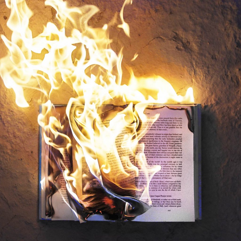 A book on fire represents the words that I dont use